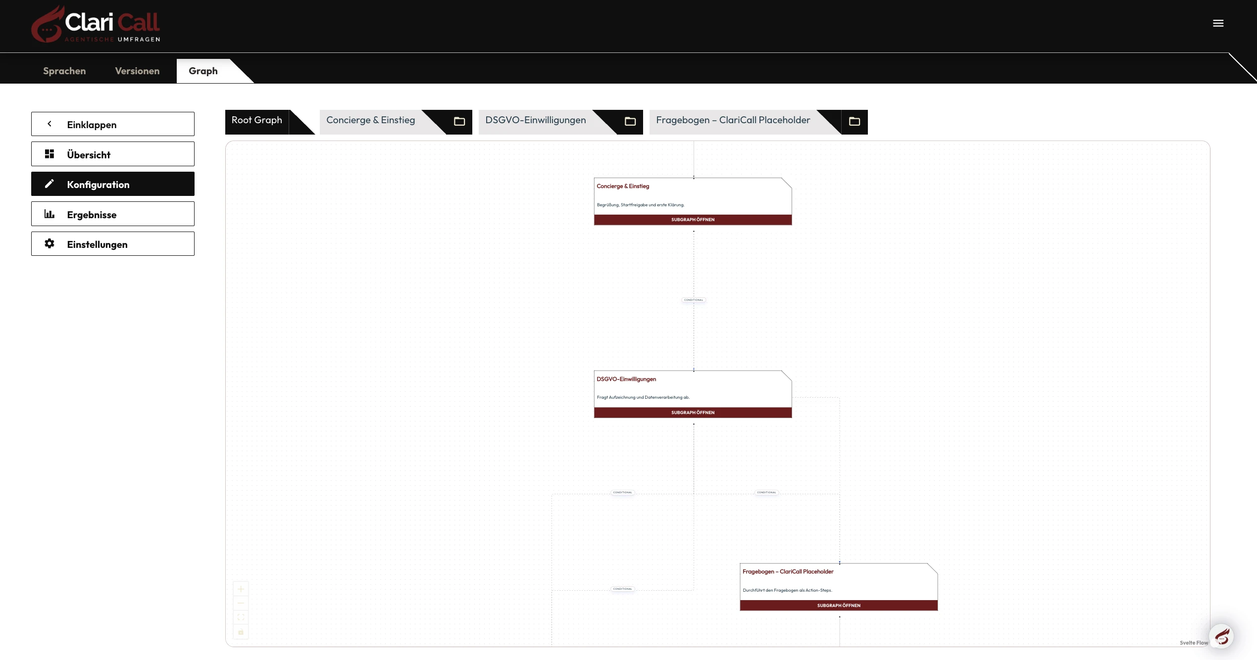 ClariCall – Verwaltung von Fragebögen