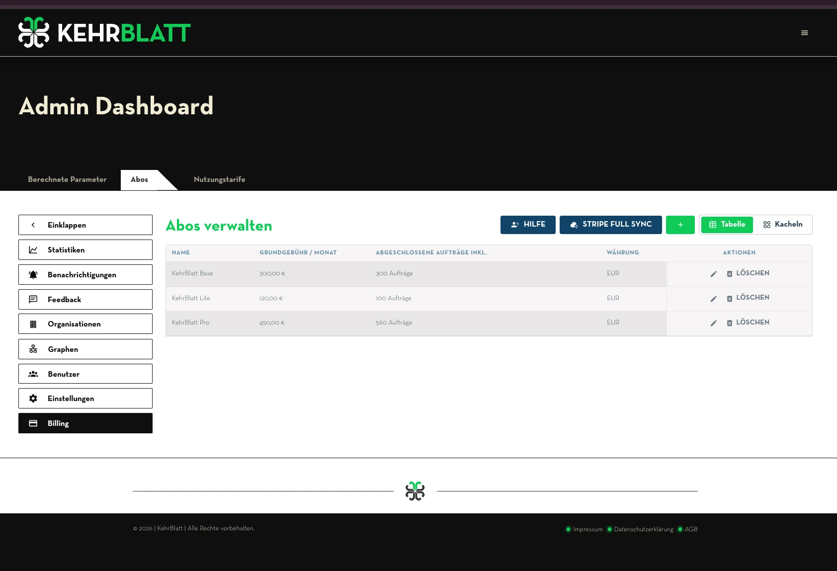 KehrBlatt – Nutzerverwaltung und Team